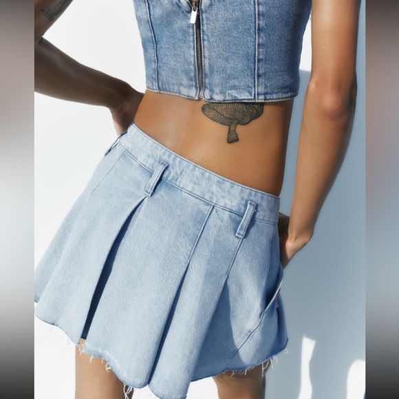 Zara Blue Denim Micro Mini Skirt - Picture 7 of 9